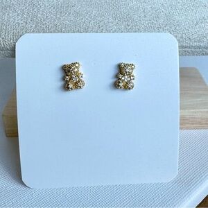 Cute Teddy Bear Gold Stud Earrings